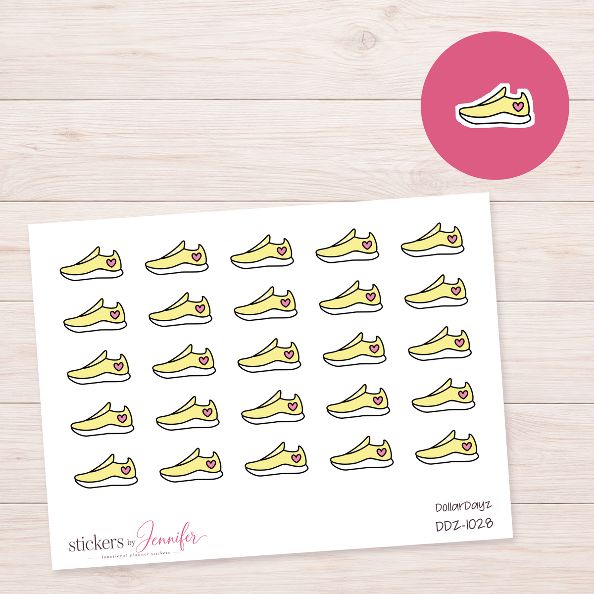 Yellow Heart Sneaker Planner Stickers | DDZ-1028