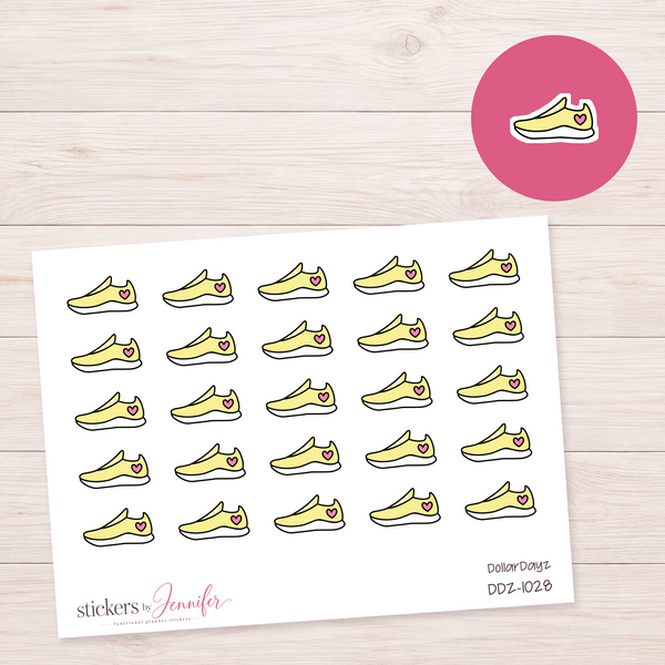 Yellow Heart Sneaker Planner Stickers | DDZ-1028