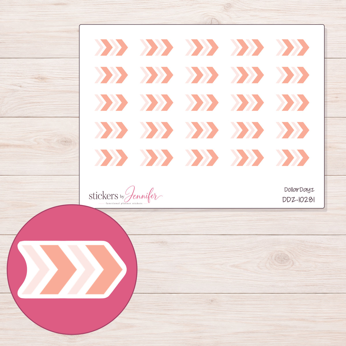 DDZ-10281 planner sticker sheet with enlarged sticker detail