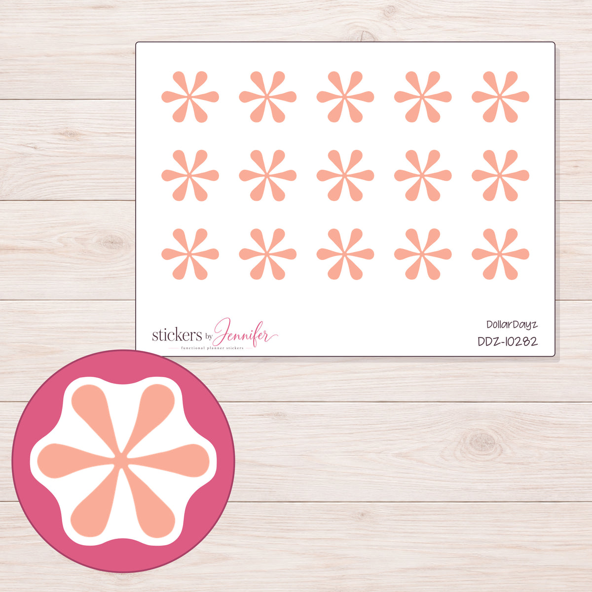 DDZ-10282 planner sticker sheet with enlarged sticker detail