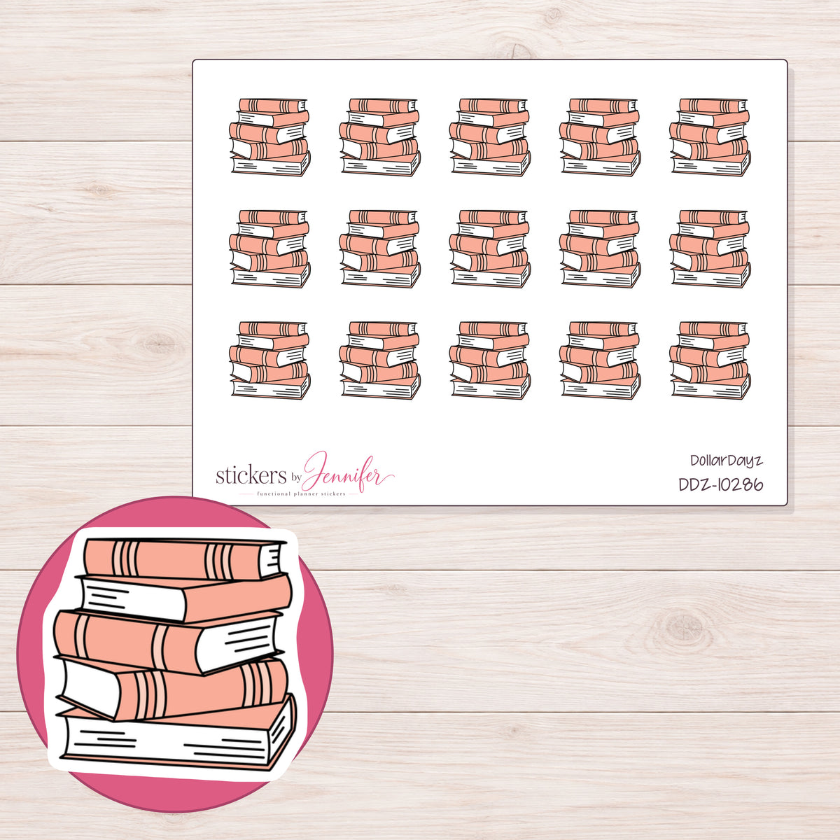 DDZ-10286 planner sticker sheet with enlarged sticker detail