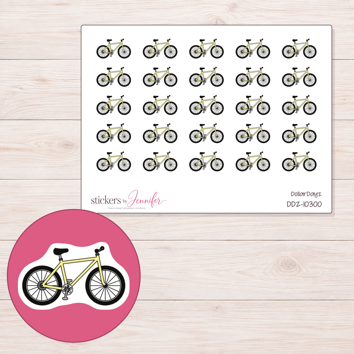 DDZ-10300 planner sticker sheet with enlarged sticker detail