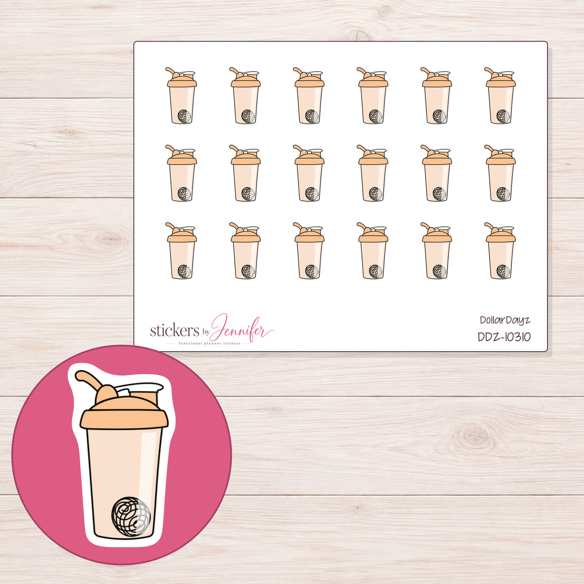 DDZ-10310 planner sticker sheet with enlarged sticker detail