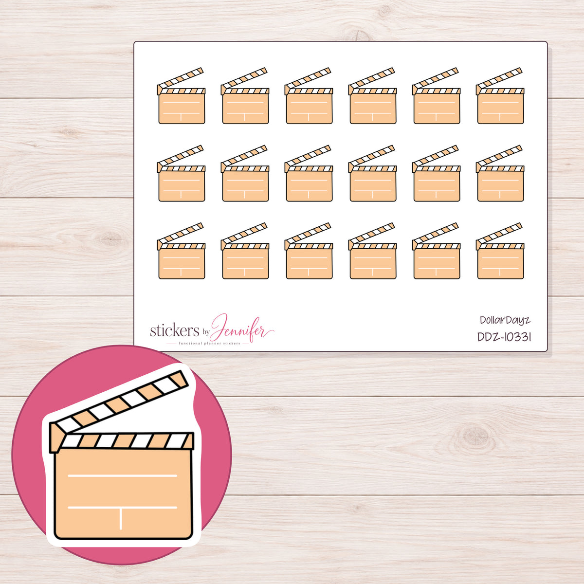 DDZ-10331 planner sticker sheet with enlarged sticker detail