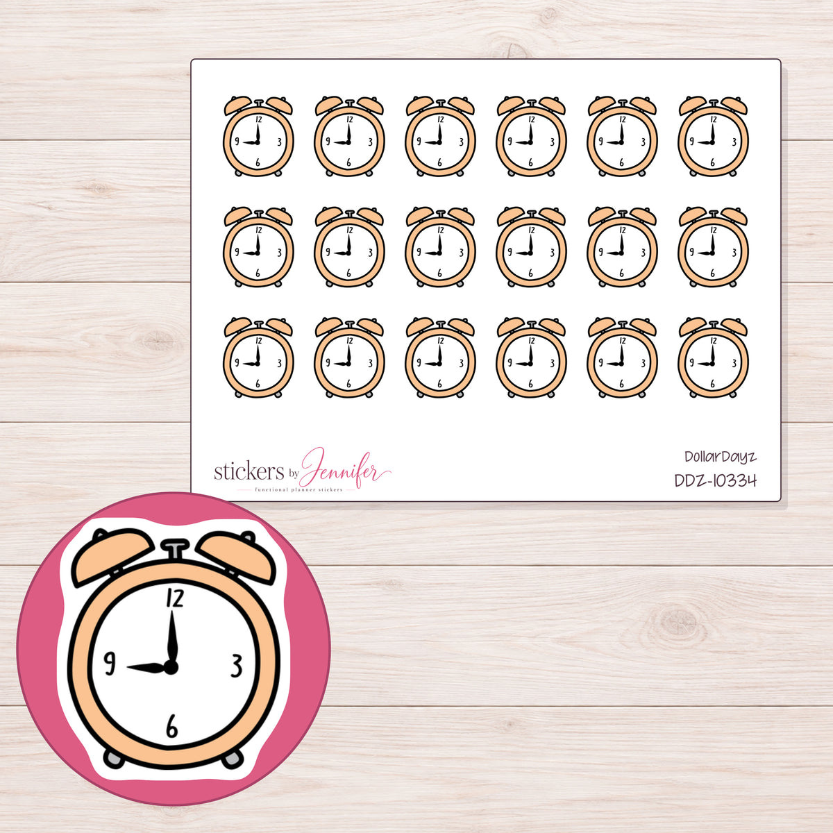 DDZ-10334 planner sticker sheet with enlarged sticker detail