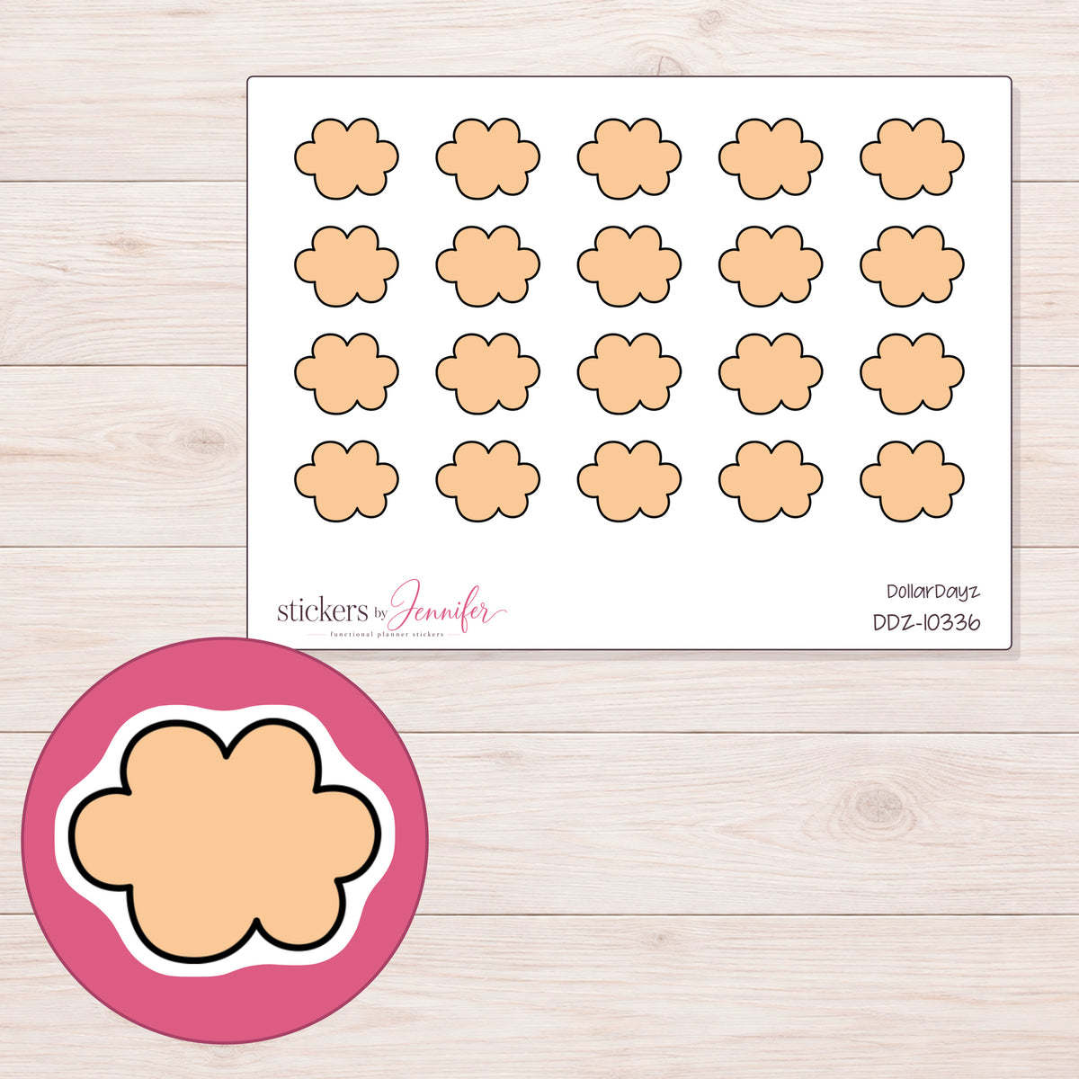 DDZ-10336 planner sticker sheet with enlarged sticker detail