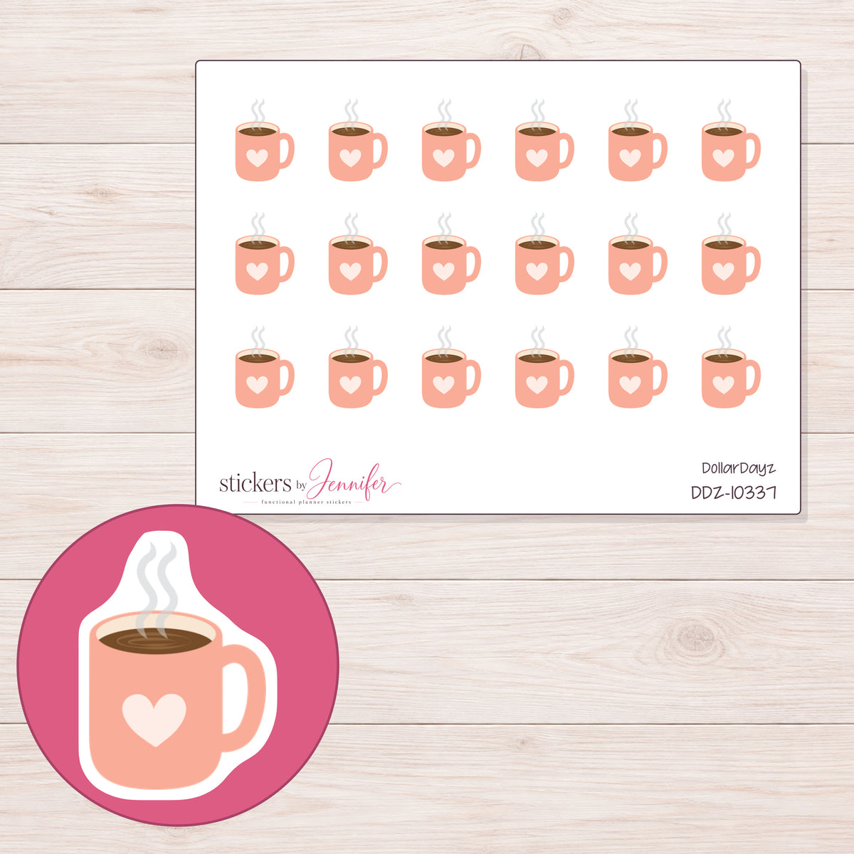 DDZ-10337 planner sticker sheet with enlarged sticker detail