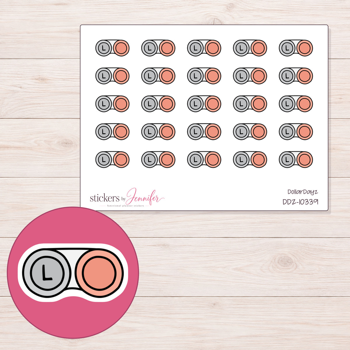 DDZ-10339 planner sticker sheet with enlarged sticker detail