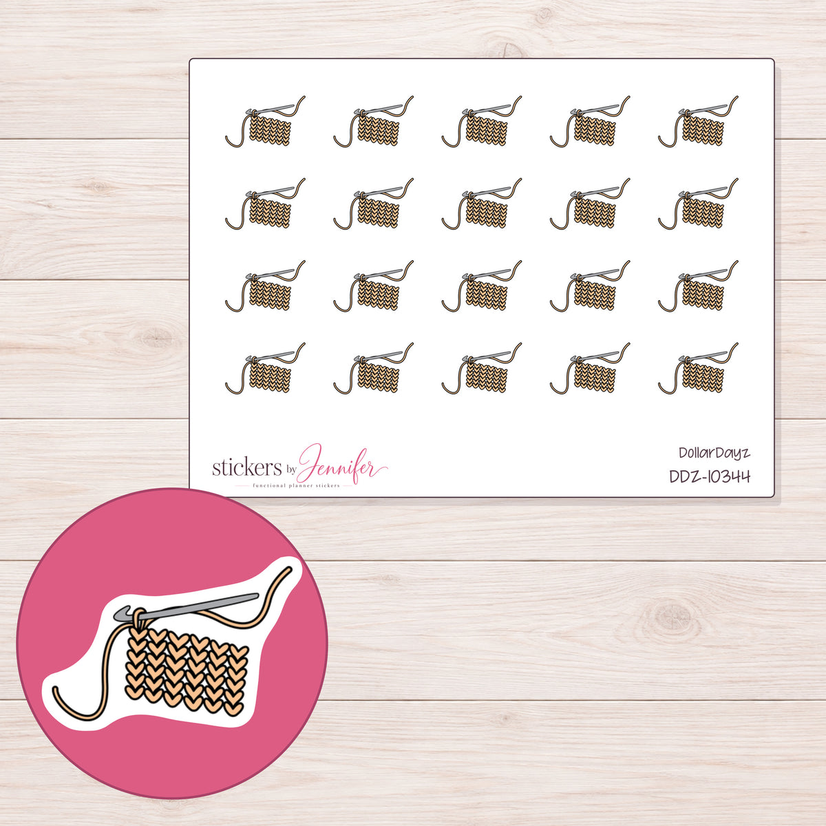 DDZ-10344 planner sticker sheet with enlarged sticker detail
