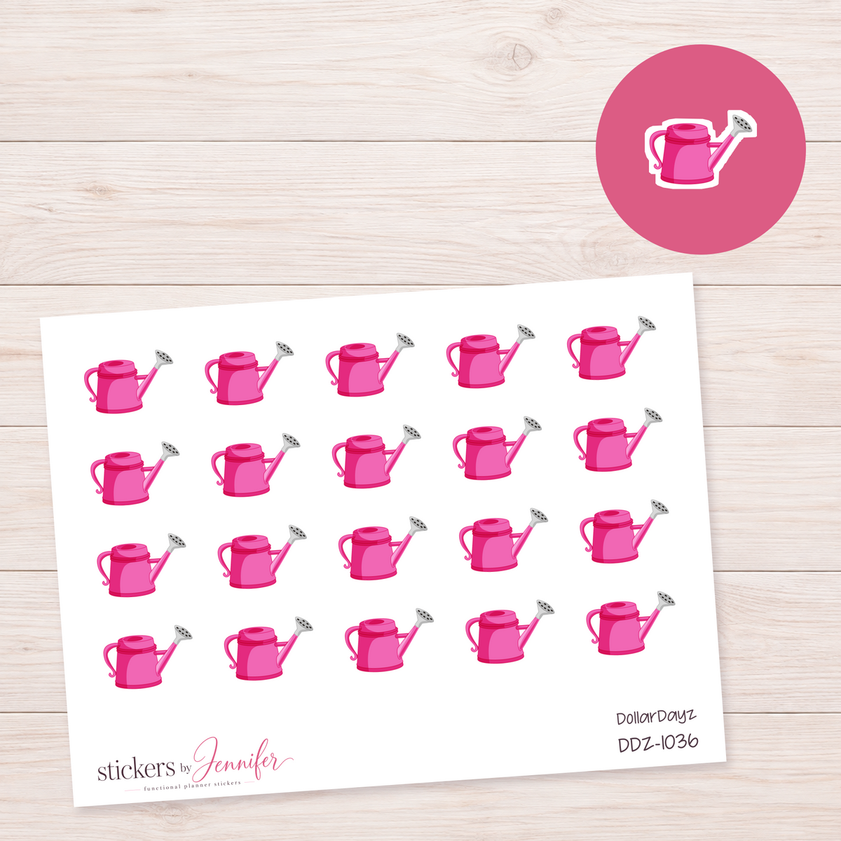 Pink Watering Can Planner Stickers | DDZ-1036