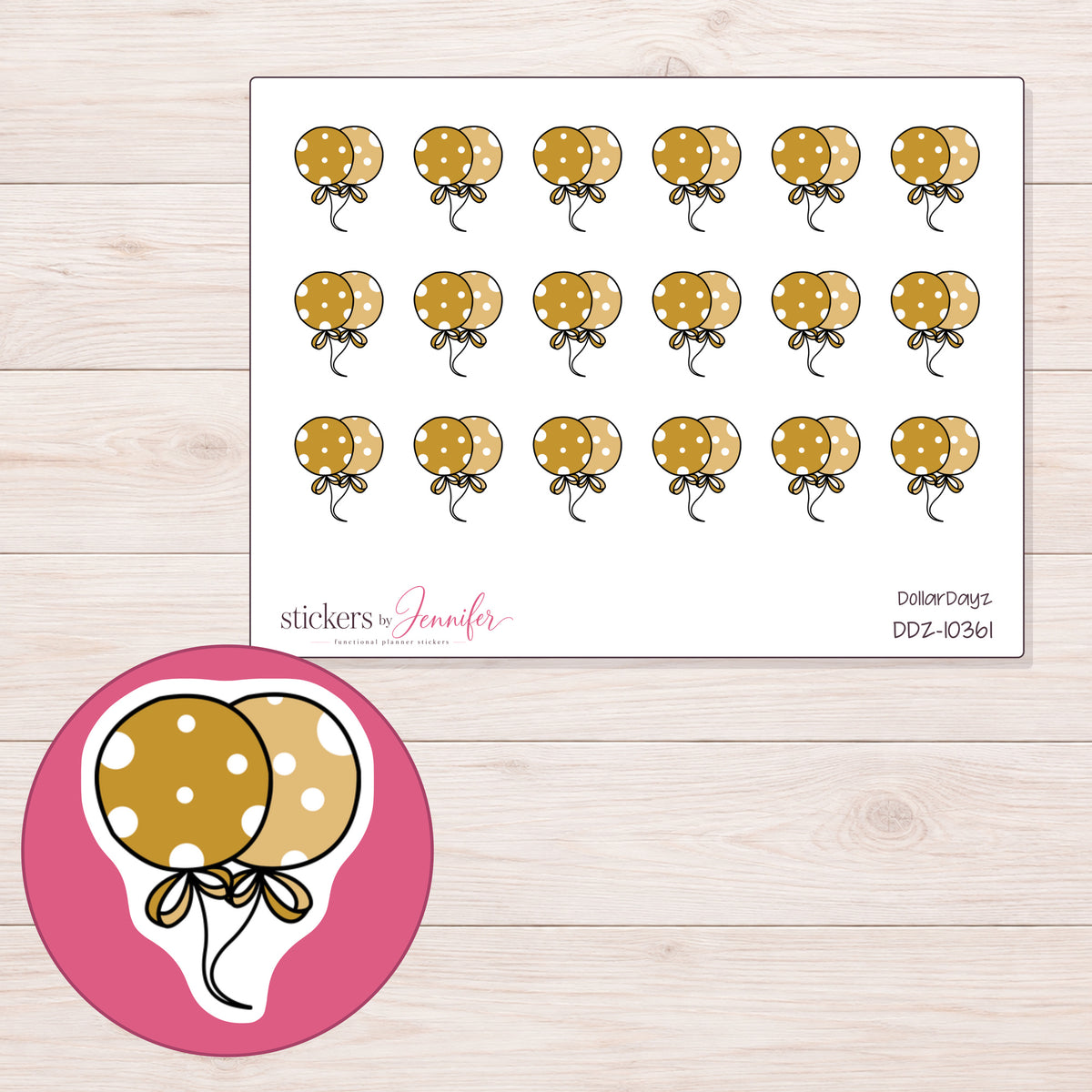 DDZ-10361 planner sticker sheet with enlarged sticker detail