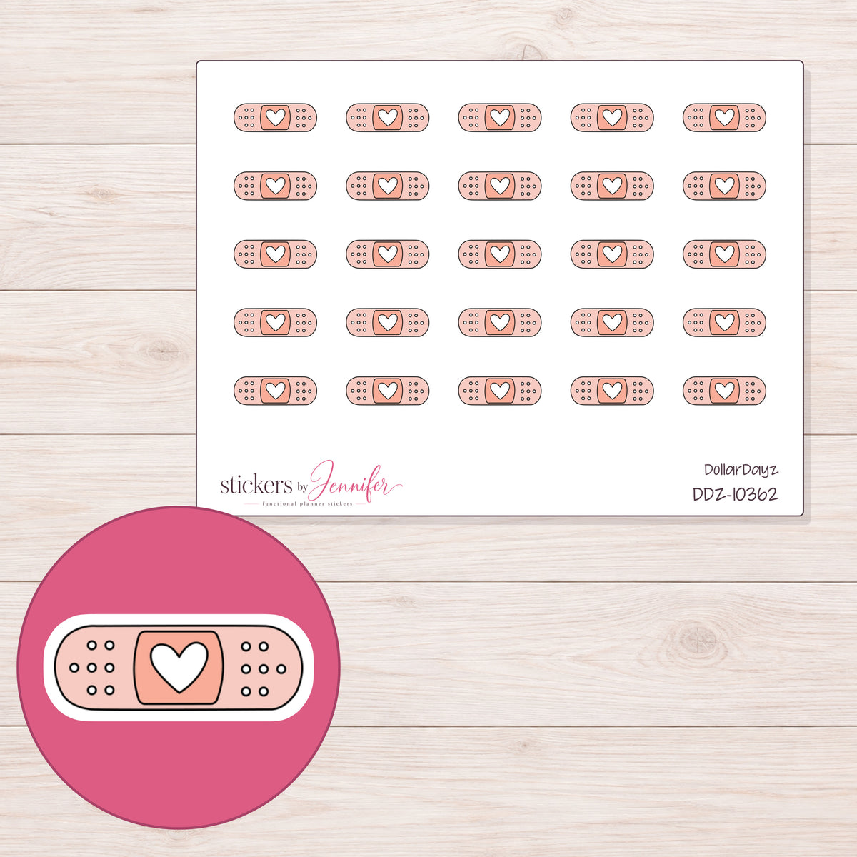 DDZ-10362 planner sticker sheet with enlarged sticker detail