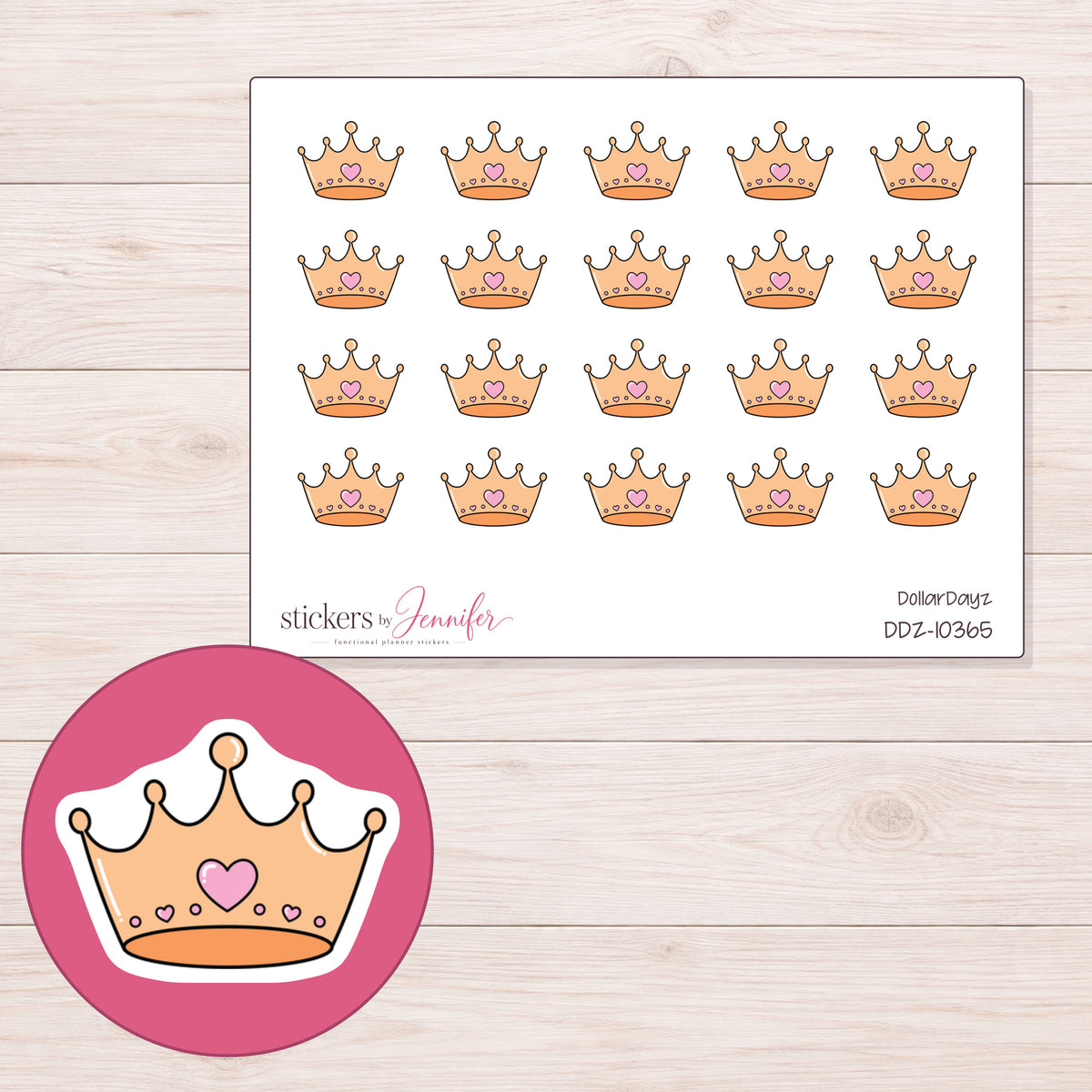 DDZ-10365 planner sticker sheet with enlarged sticker detail