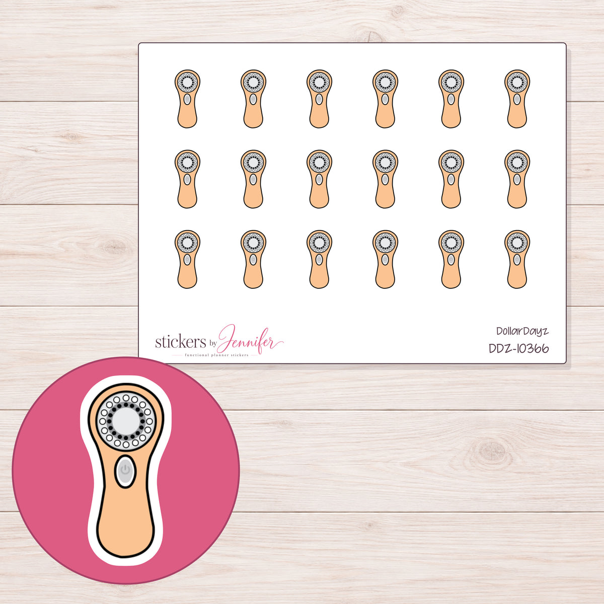DDZ-10366 planner sticker sheet with enlarged sticker detail