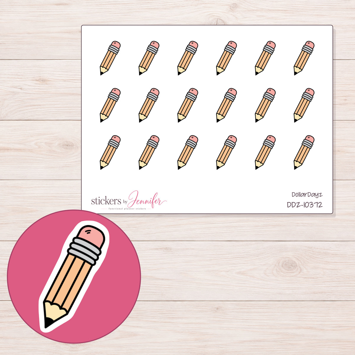 DDZ-10372 planner sticker sheet with enlarged sticker detail