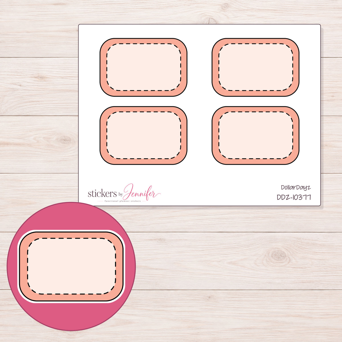 DDZ-10377 planner sticker sheet with enlarged sticker detail