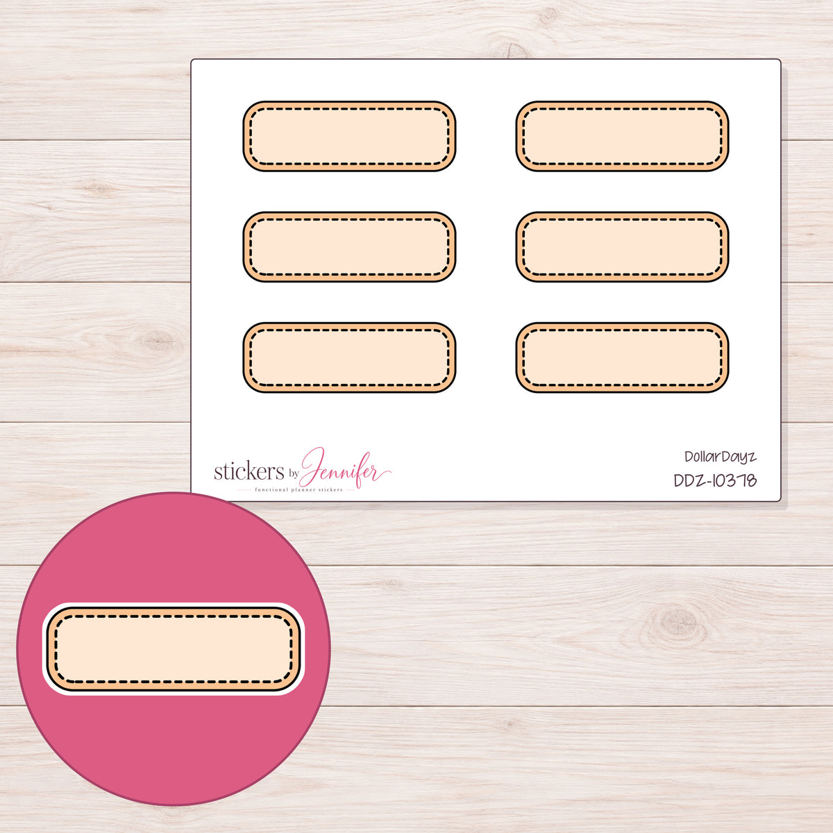 DDZ-10378 planner sticker sheet with enlarged sticker detail