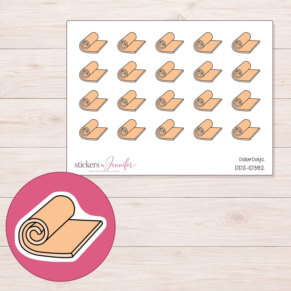DDZ-10382 planner sticker sheet with enlarged sticker detail