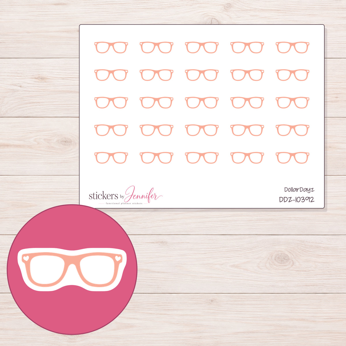 DDZ-10392 planner sticker sheet with enlarged sticker detail