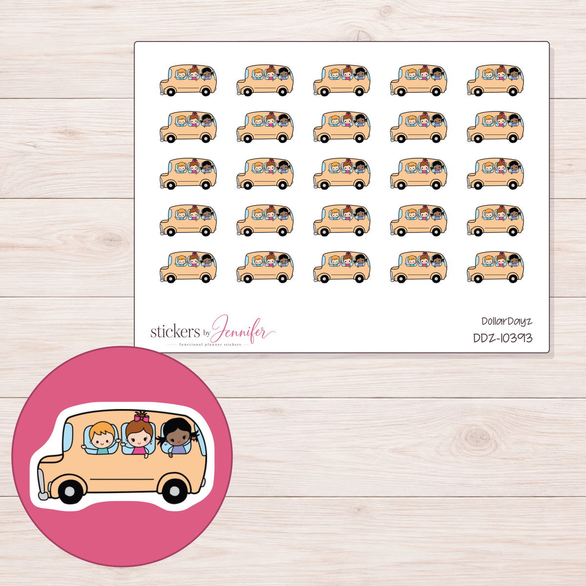 DDZ-10393 planner sticker sheet with enlarged sticker detail