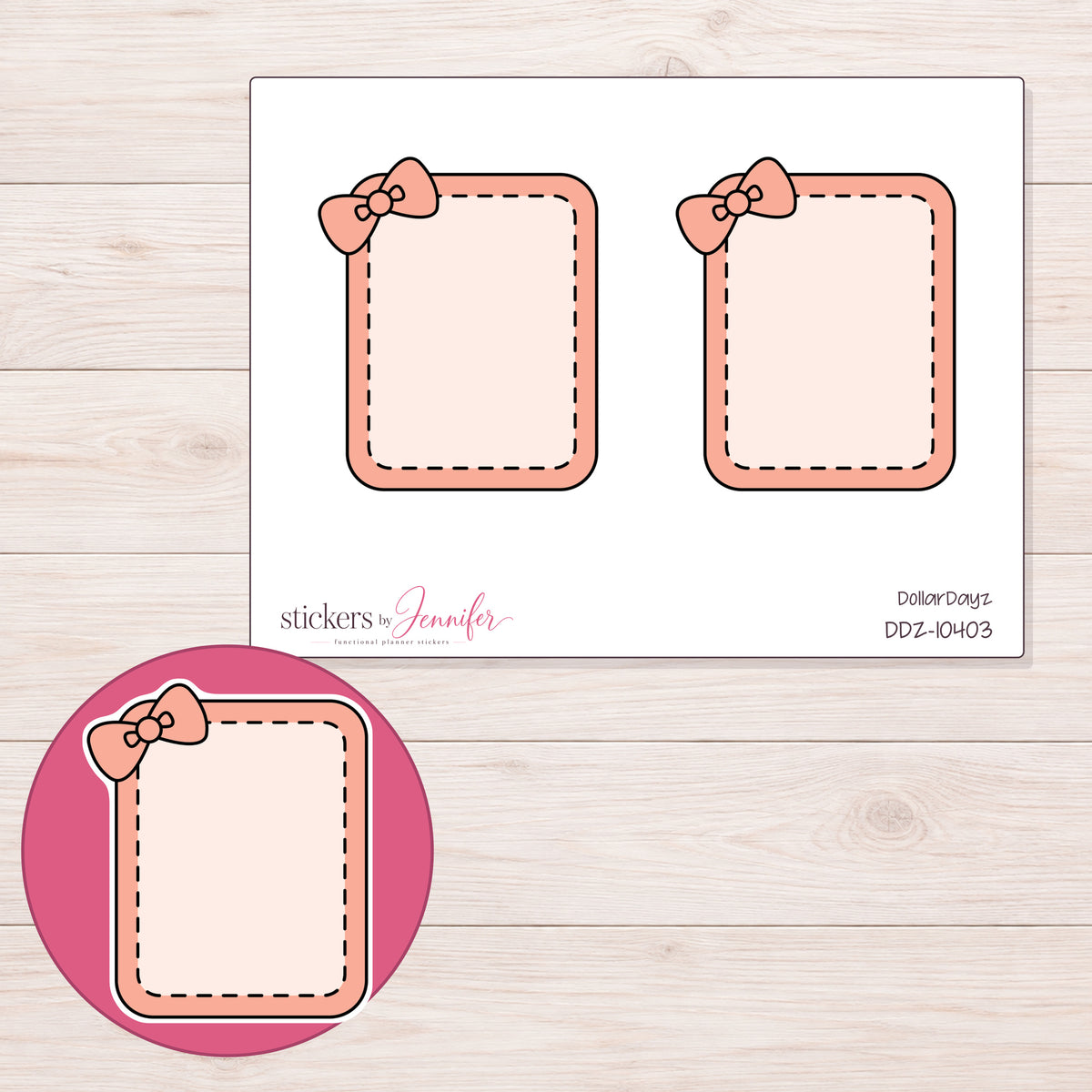 DDZ-10403 planner sticker sheet with enlarged sticker detail