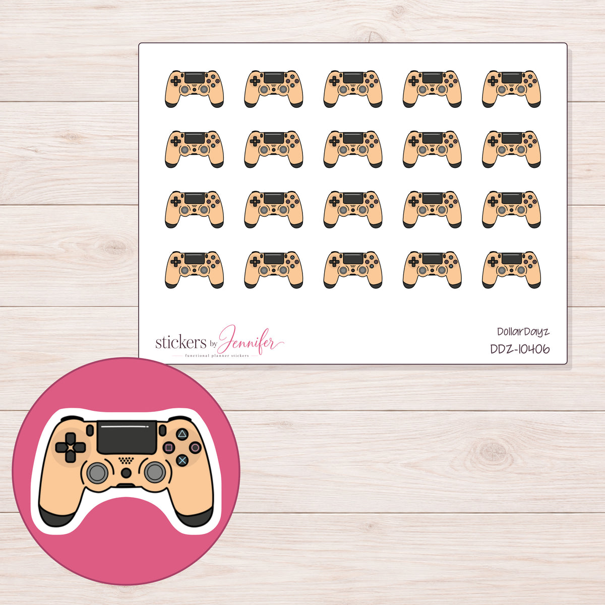 DDZ-10406 planner sticker sheet with enlarged sticker detail