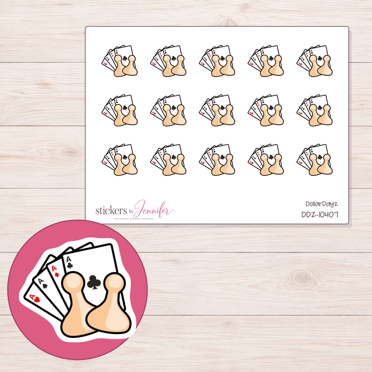DDZ-10407 planner sticker sheet with enlarged sticker detail