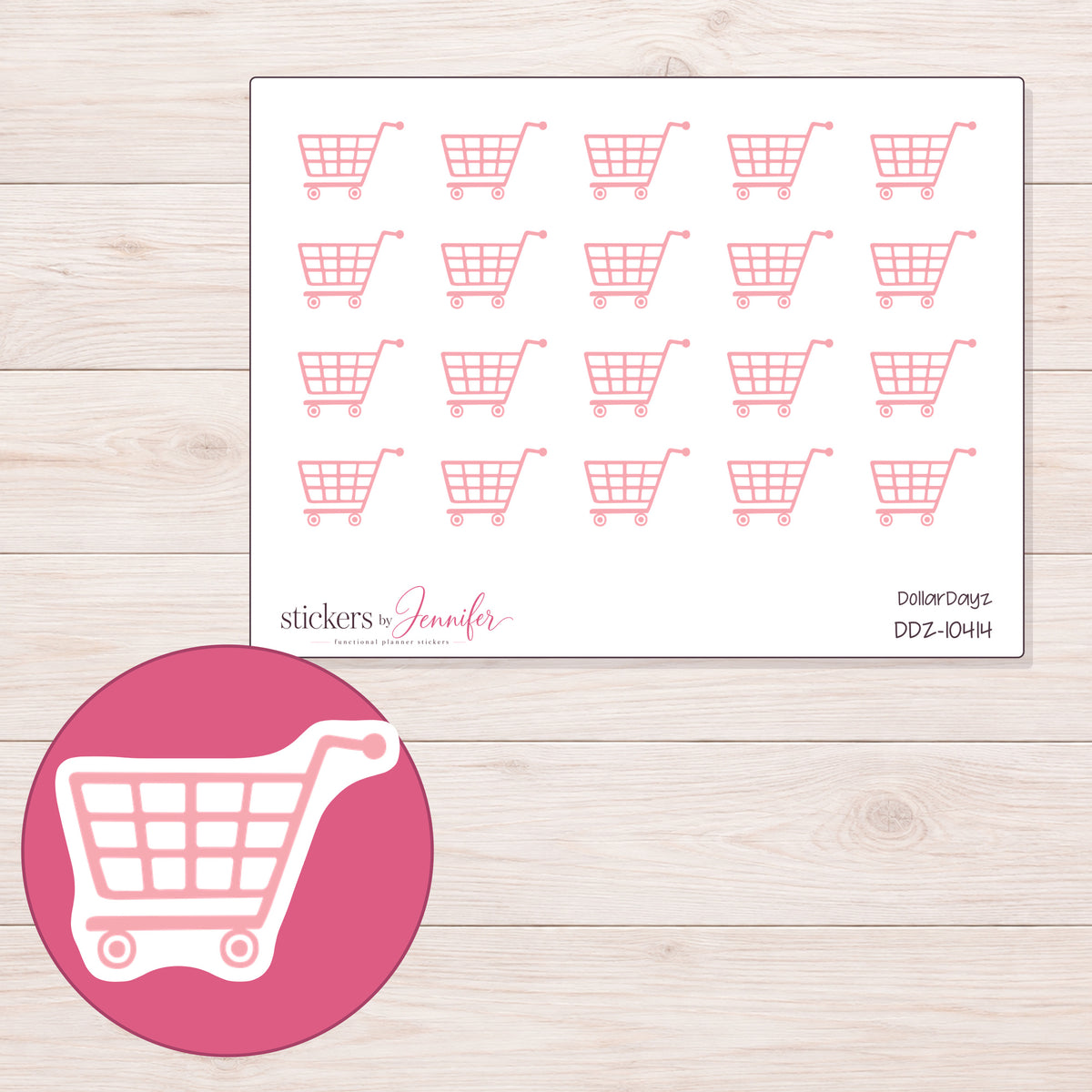 DDZ-10414 planner sticker sheet with enlarged sticker detail