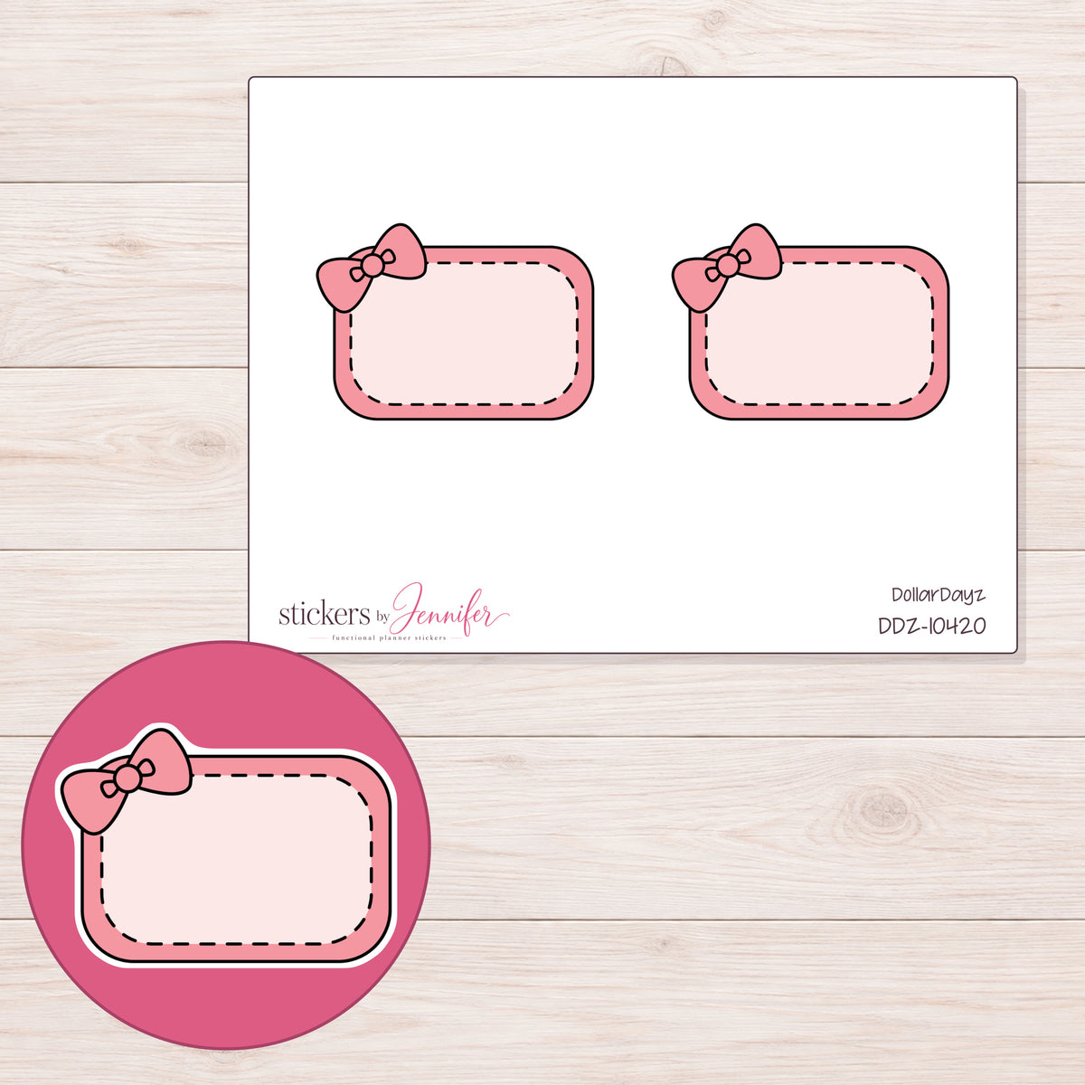 DDZ-10420 planner sticker sheet with enlarged sticker detail