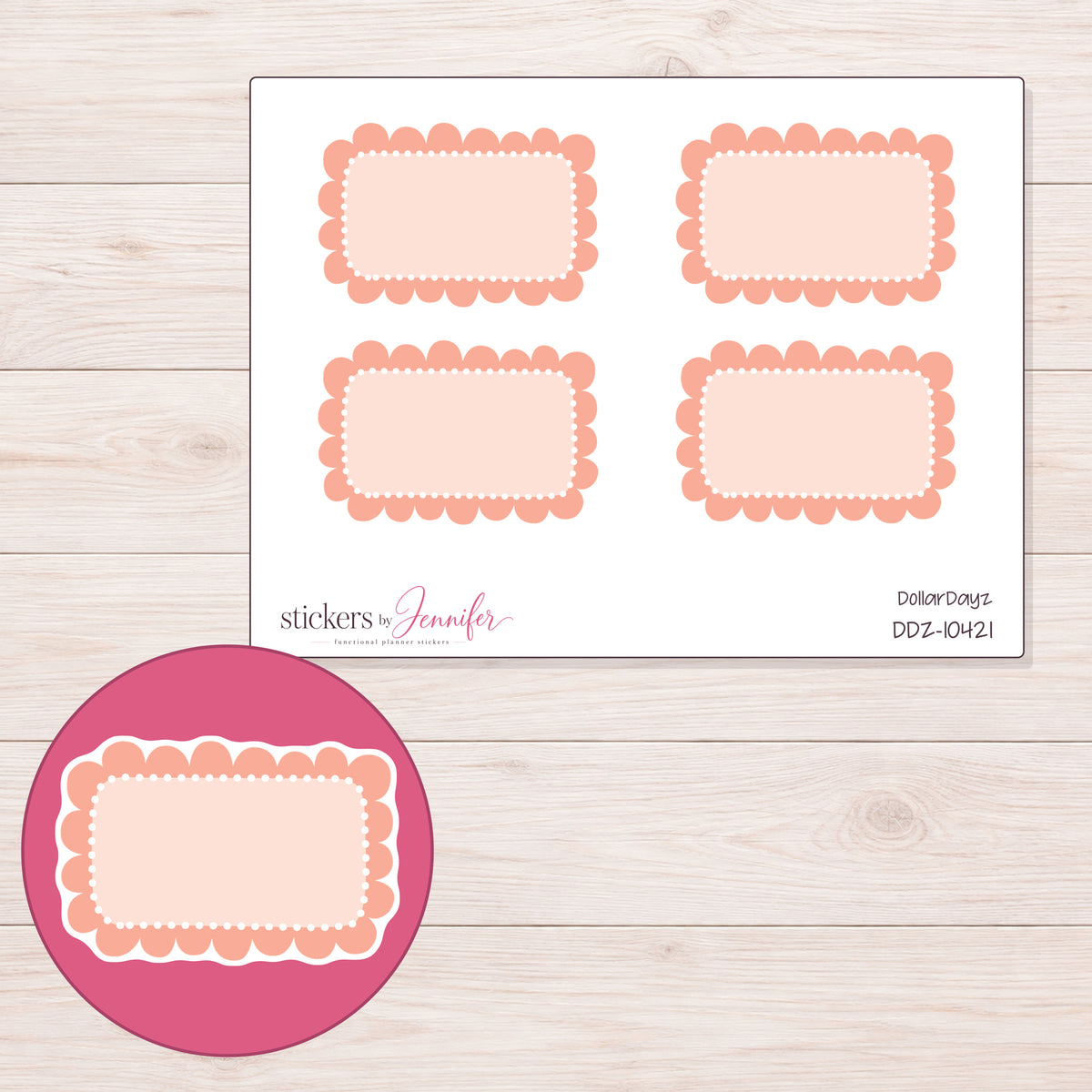 DDZ-10421 planner sticker sheet with enlarged sticker detail