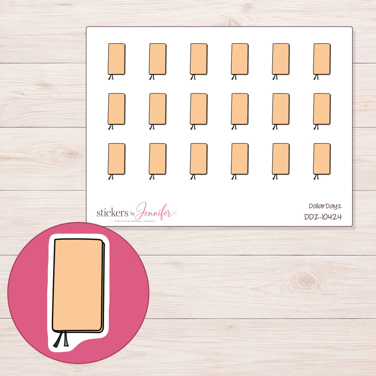 DDZ-10424 planner sticker sheet with enlarged sticker detail