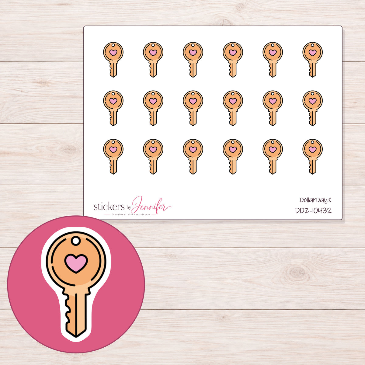 DDZ-10432 planner sticker sheet with enlarged sticker detail