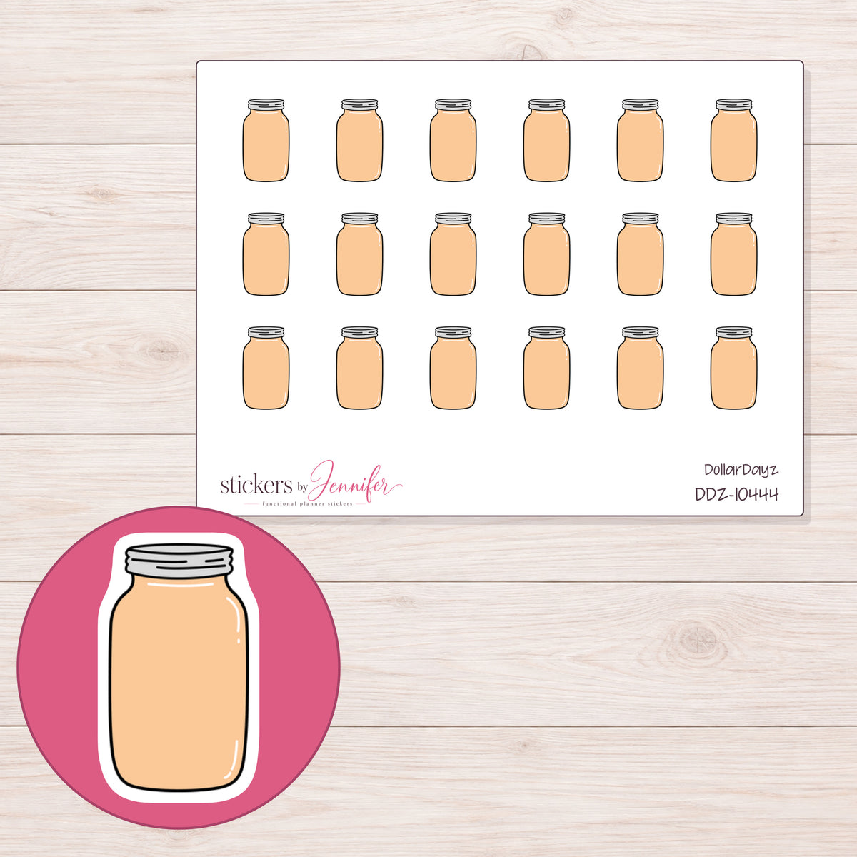 DDZ-10444 planner sticker sheet with enlarged sticker detail