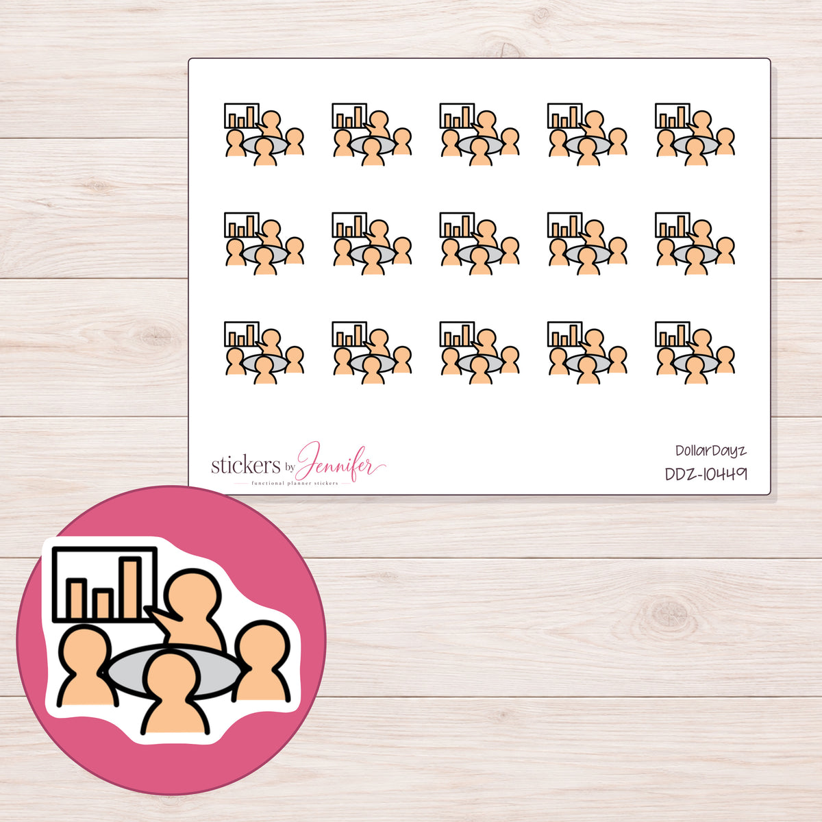 DDZ-10449 planner sticker sheet with enlarged sticker detail