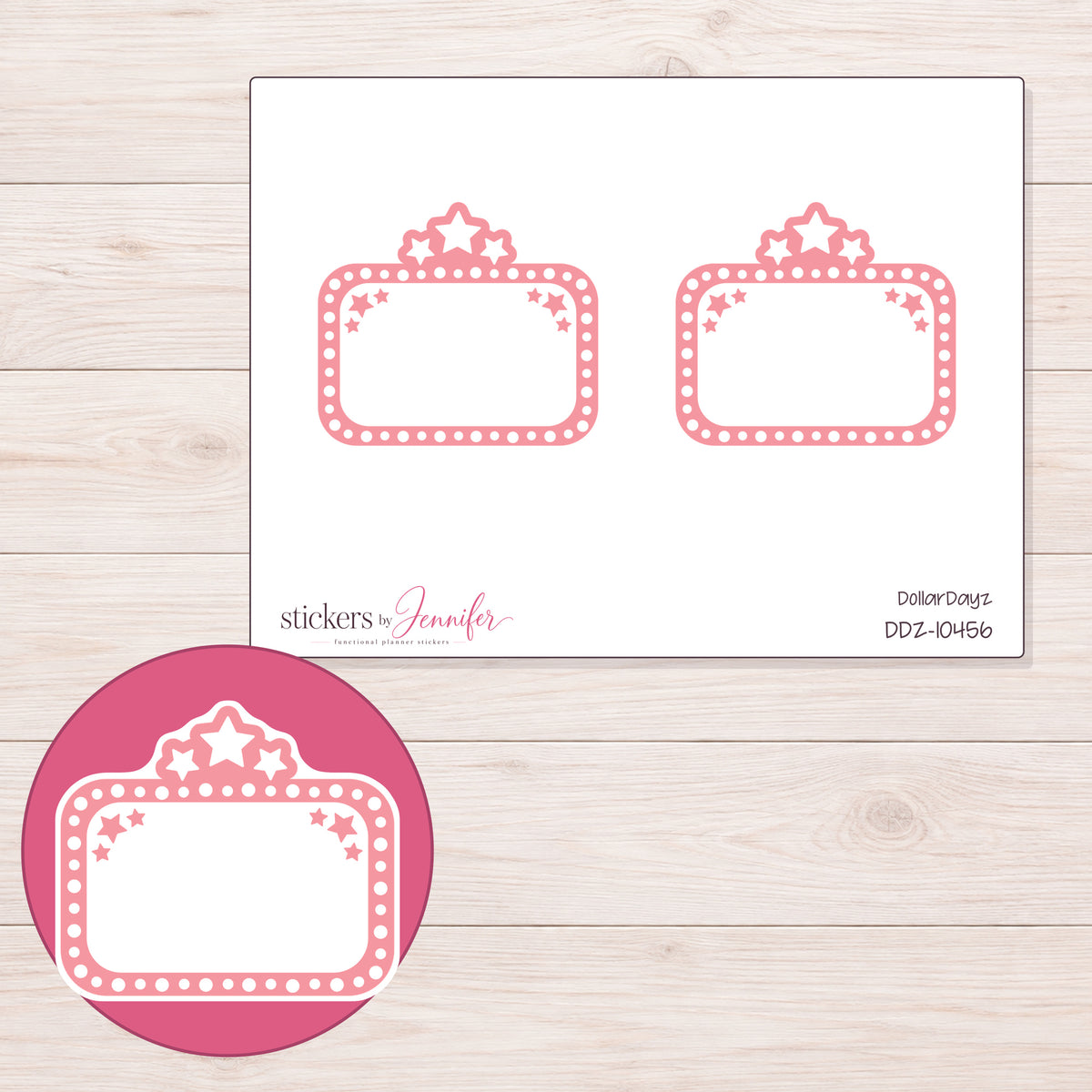 DDZ-10456 planner sticker sheet with enlarged sticker detail
