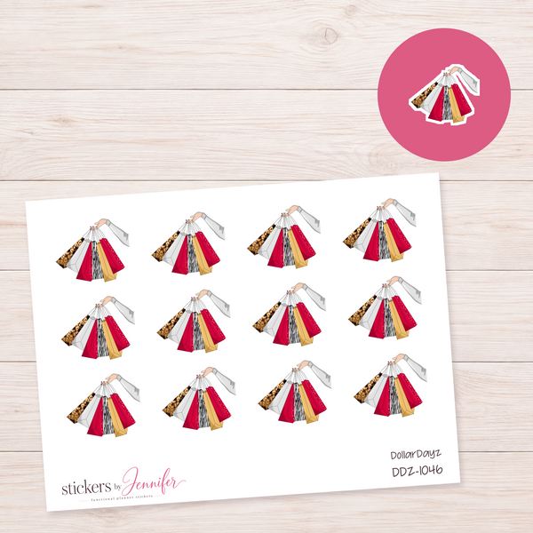 Shopping Bag Fan Planner Stickers | DDZ-1046