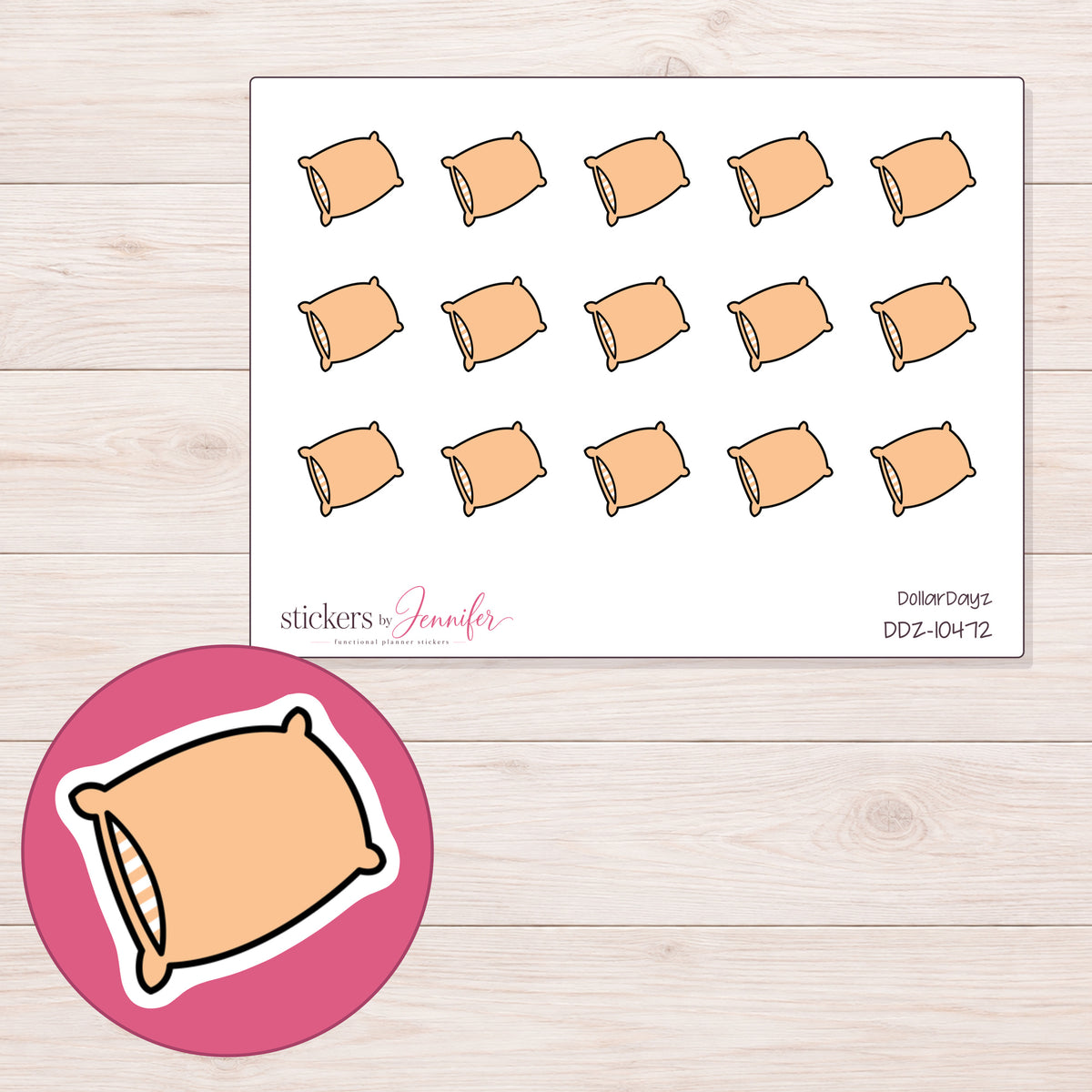 DDZ-10472 planner sticker sheet with enlarged sticker detail