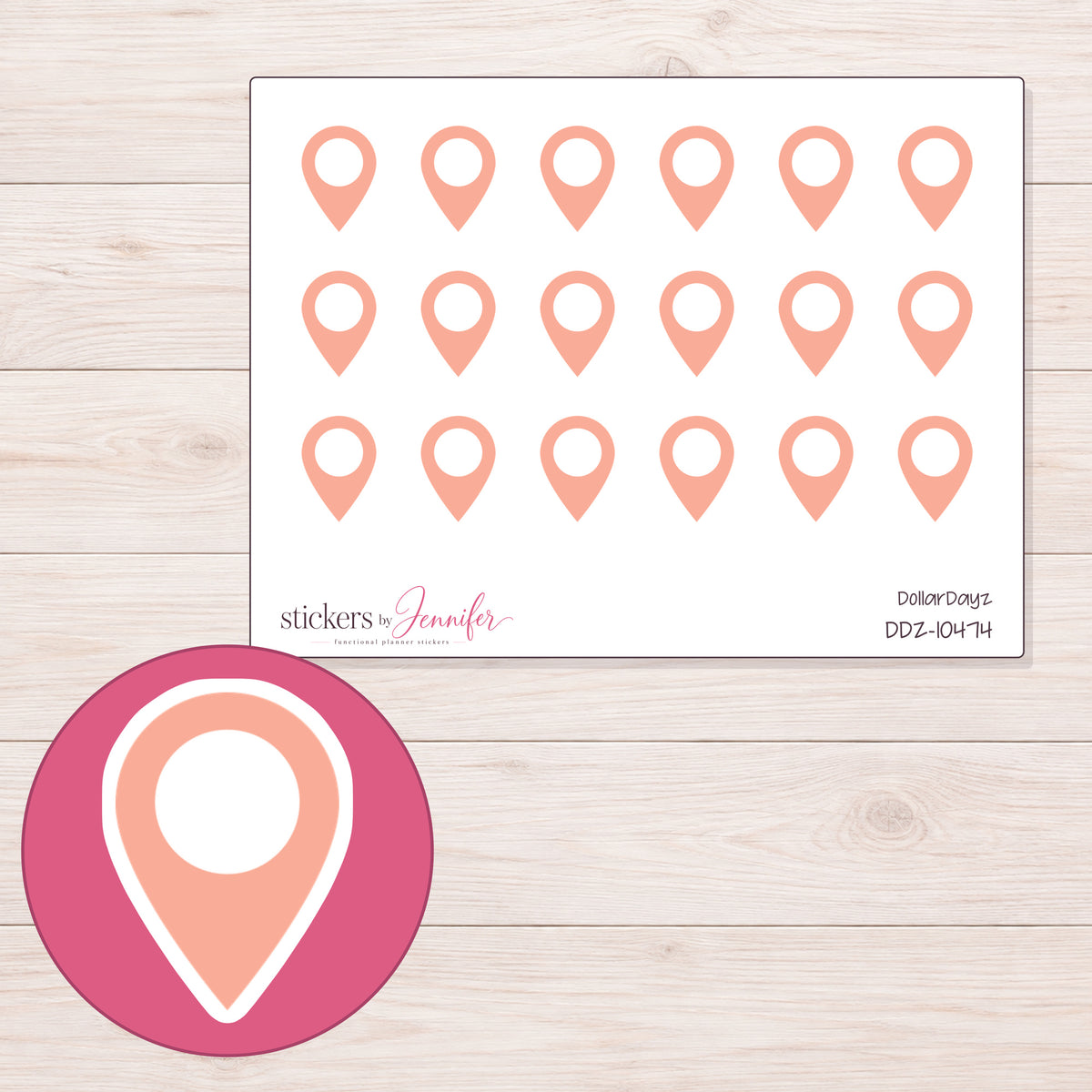 DDZ-10474 planner sticker sheet with enlarged sticker detail