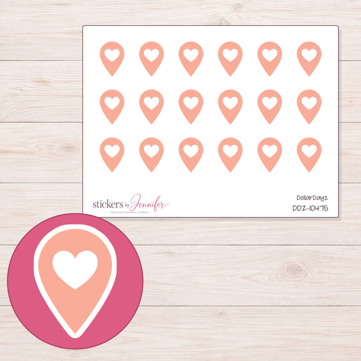 DDZ-10475 planner sticker sheet with enlarged sticker detail