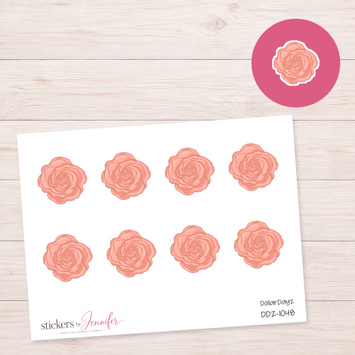 Peach Rose Planner Stickers | DDZ-1048