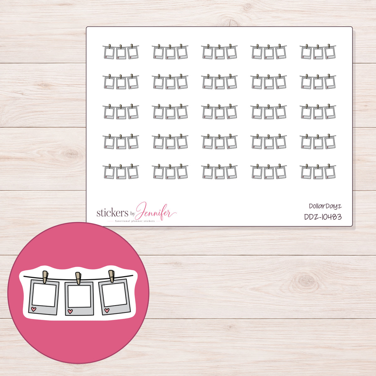 DDZ-10483 planner sticker sheet with enlarged sticker detail