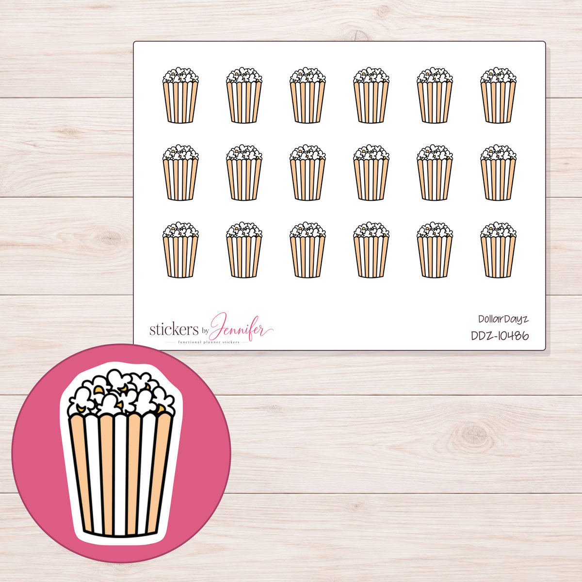DDZ-10486 planner sticker sheet with enlarged sticker detail