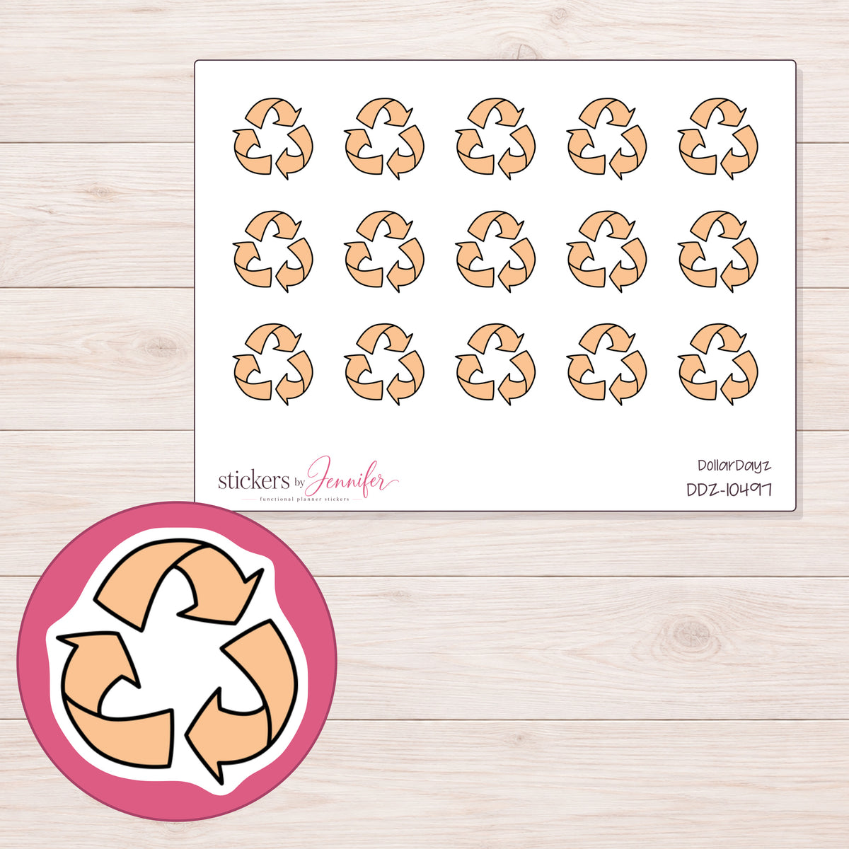 DDZ-10497 planner sticker sheet with enlarged sticker detail
