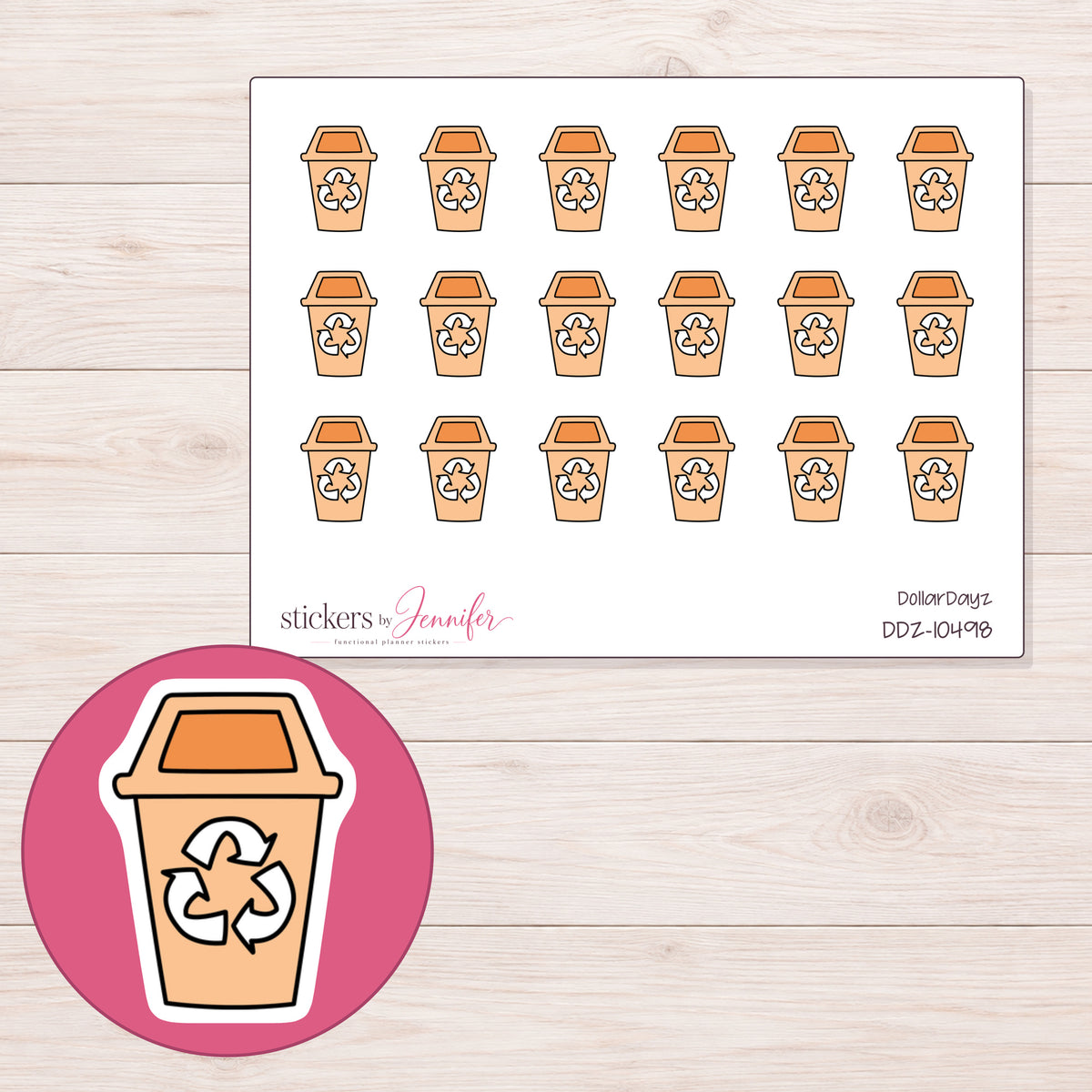 DDZ-10498 planner sticker sheet with enlarged sticker detail