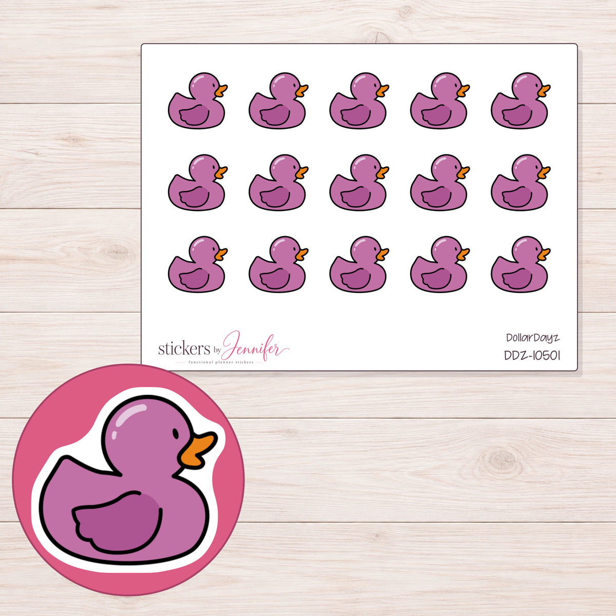 DDZ-10501 planner sticker sheet with enlarged sticker detail