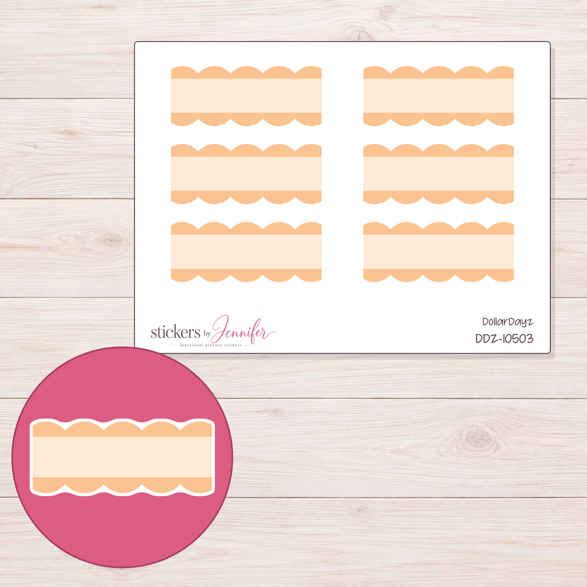 DDZ-10503 planner sticker sheet with enlarged sticker detail