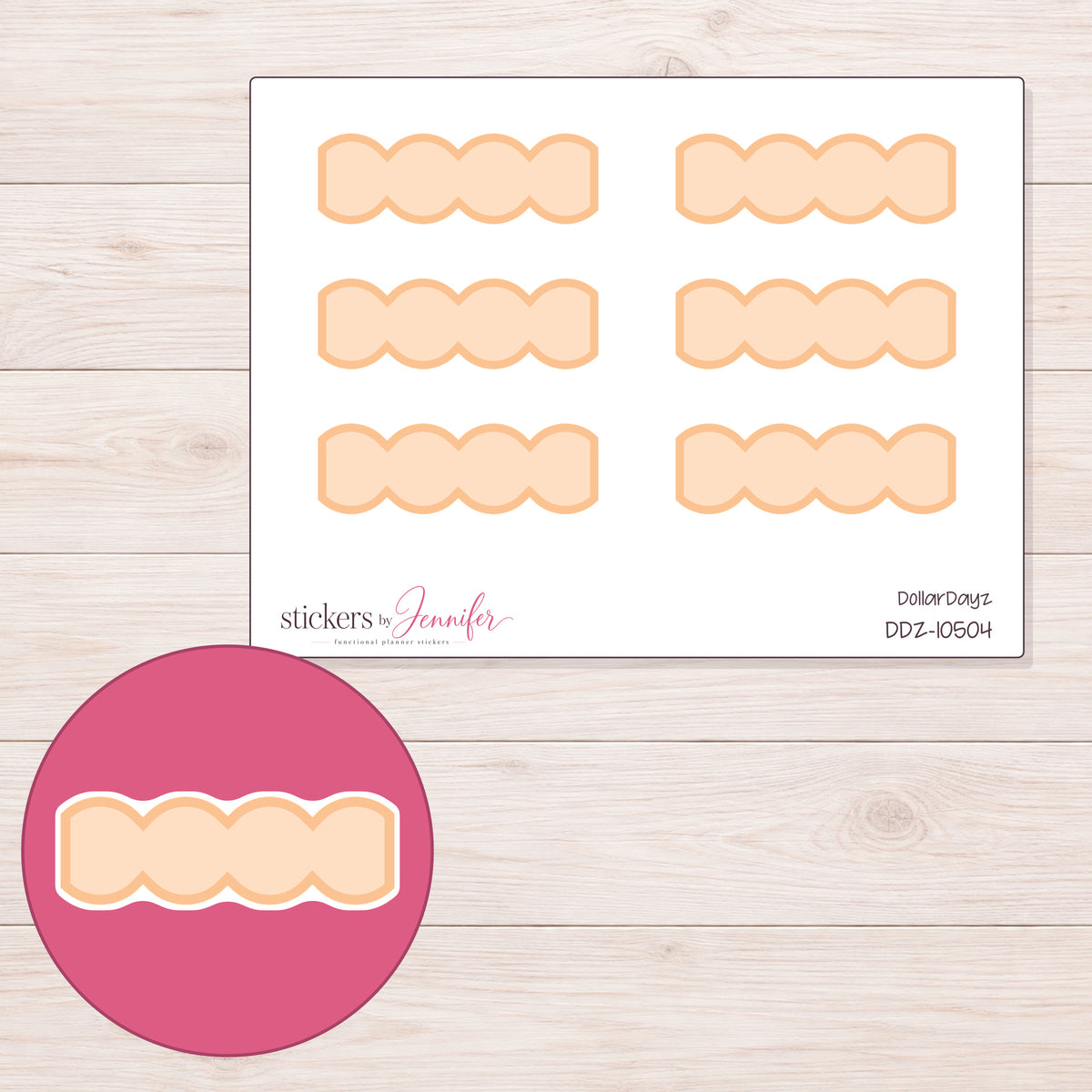 DDZ-10504 planner sticker sheet with enlarged sticker detail