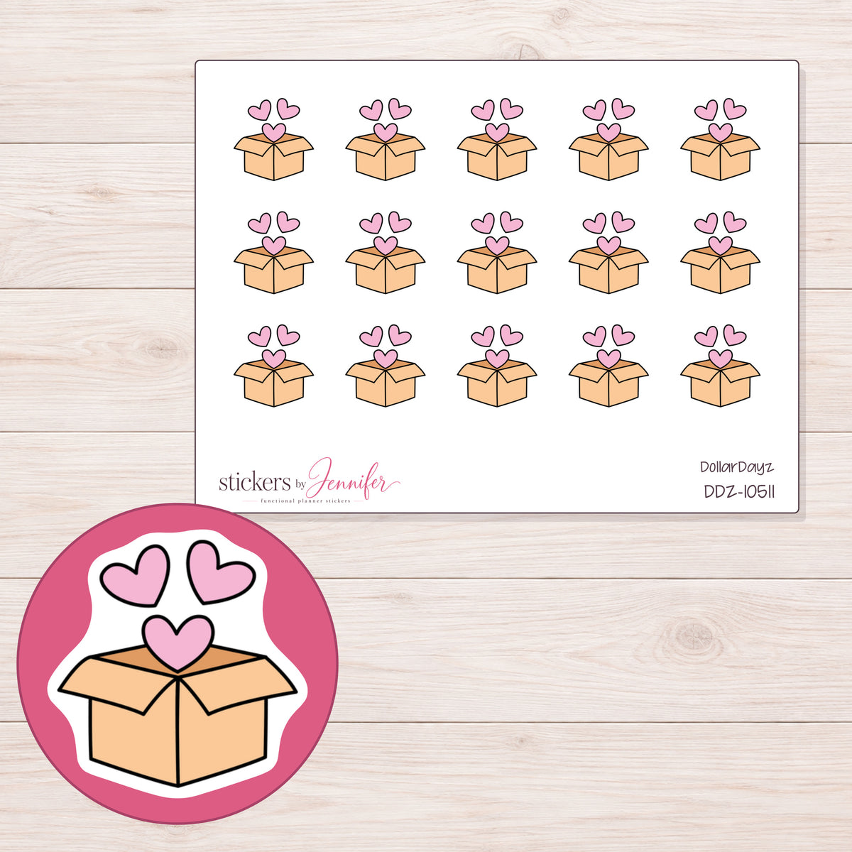 DDZ-10511 planner sticker sheet with enlarged sticker detail