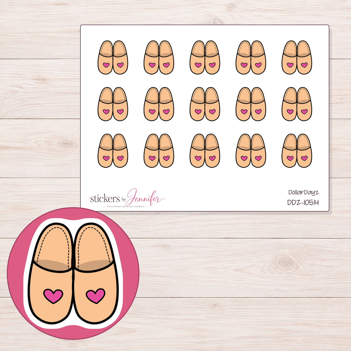 DDZ-10514 planner sticker sheet with enlarged sticker detail