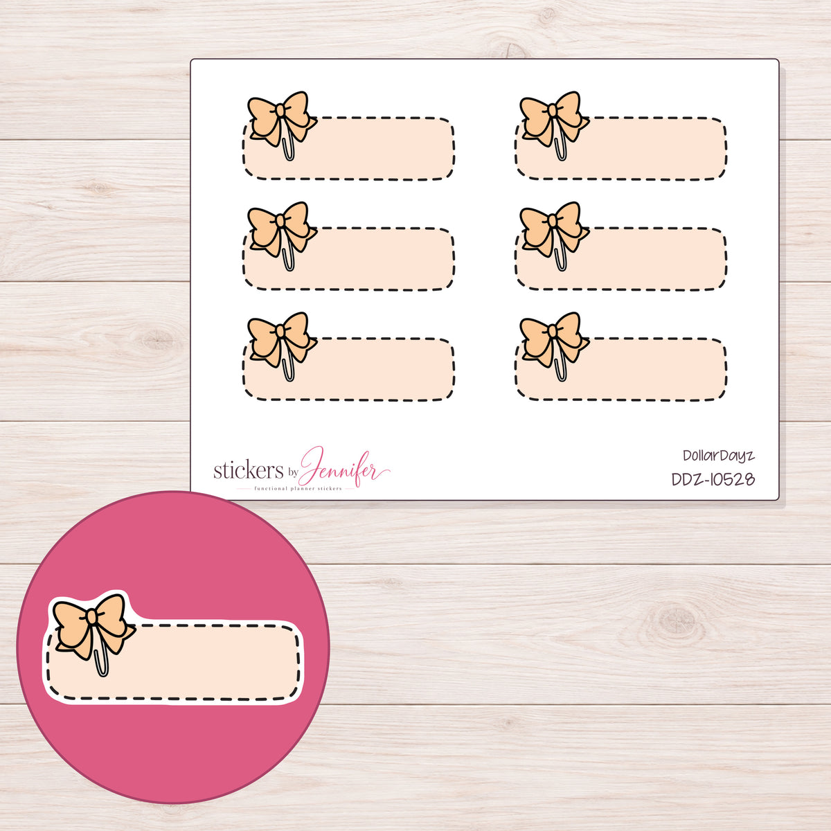 DDZ-10528 planner sticker sheet with enlarged sticker detail
